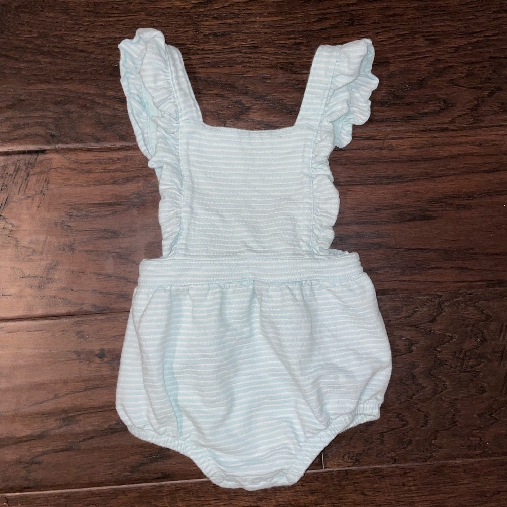 Striped Baby Romper with Flutter Sleeves